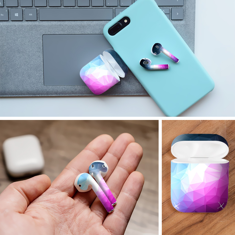 Miếng dán skin chống bẩn cho tai nghe AirPods in hình Vân kim cương - BG0039 (bản không dây 1 và 2)