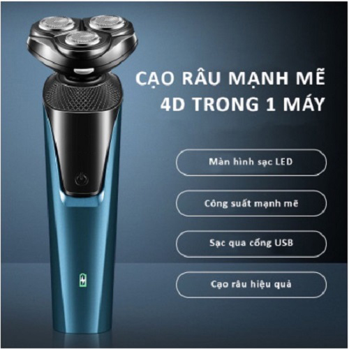 Máy cạo râu 3 lưỡi kép chống kẹp râu, cạo sát sạch êm, chống nước,sạc pin nhanh FULLBOX