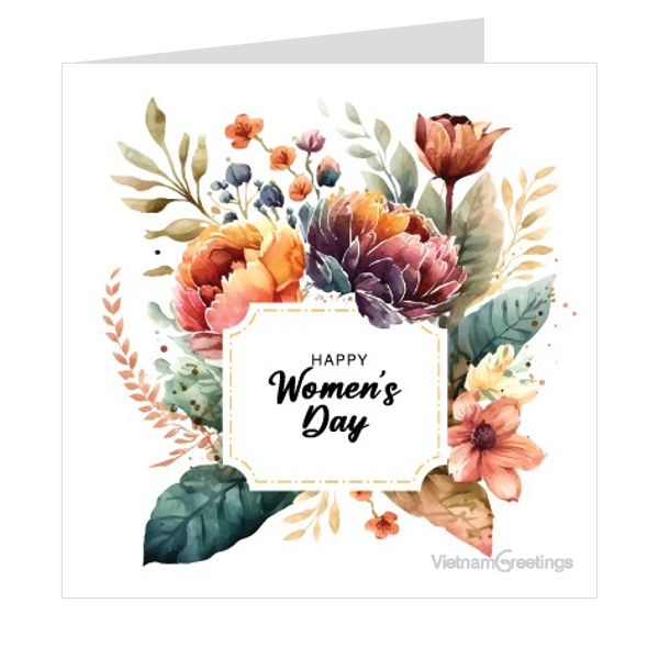 Combo 4c Thiệp ngày phụ nữ 8.3 và 20.10 Women's day - Thiệp Grey 9x9cm kèm phong bì