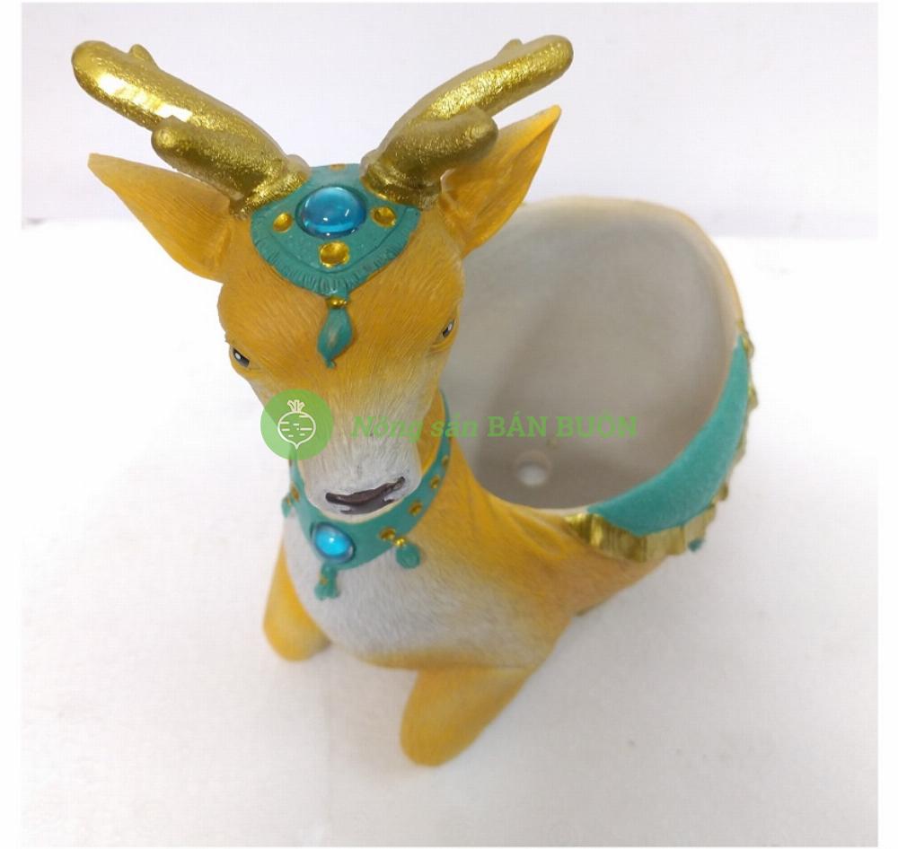 Chậu con Hươu, trồng cây cảnh mini, sen đá, xương rồng, cây để bàn - Chất liệu xi măng thạch cao, siêu bền đẹp, giữ màu bền lâu!