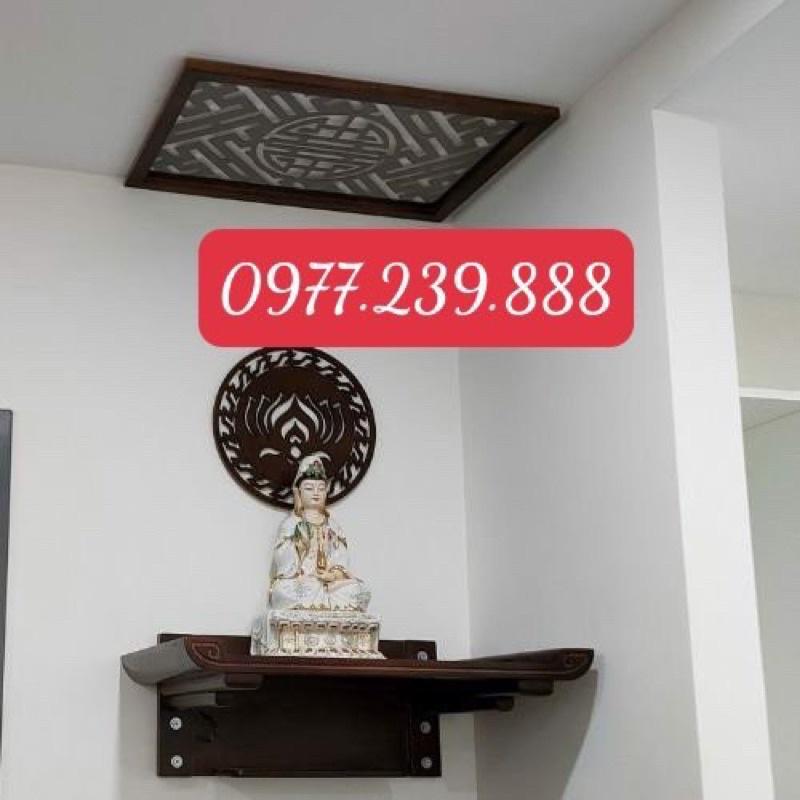 Bàn thờ gỗ sồi màu óc chó 61cm full bộ