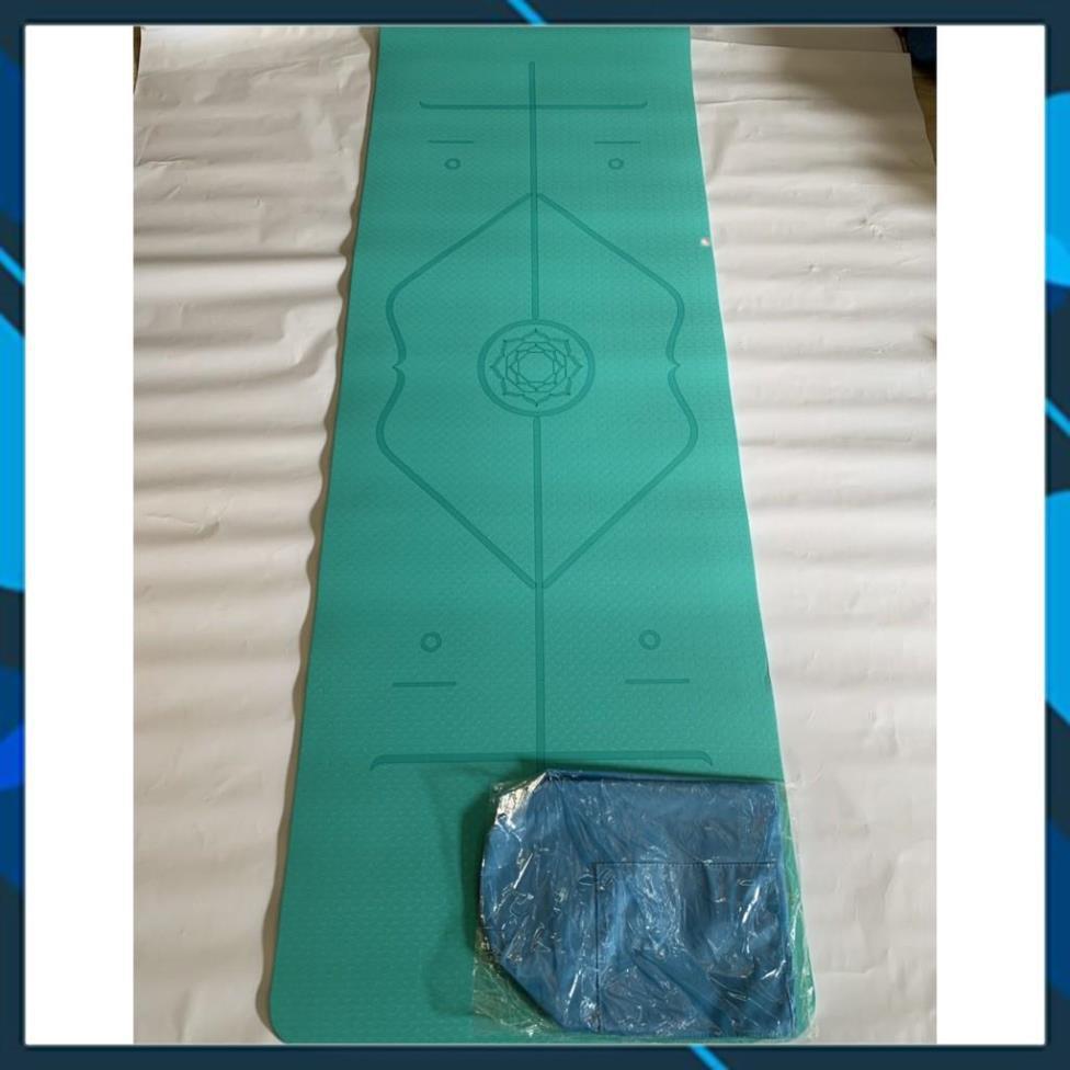 Thảm yoga TPE 1 lớp định tuyến Xanh Ngọc Cao Cấp-Tặng bao đựng thảm to chống nước | KHỞI NGUYÊN SPORT