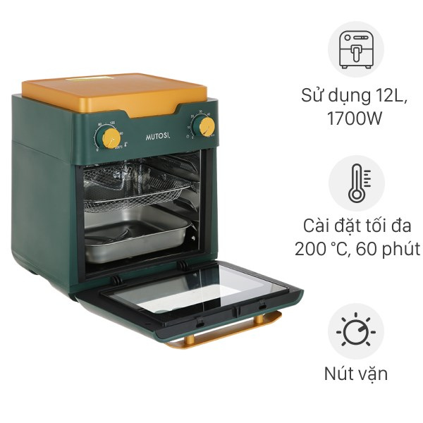 Nồi chiên không dầu Mutosi MF-98C dung tích 12L - Công nghệ nhật bản - Hàng chính hãng