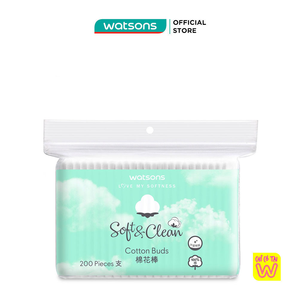 Bông Tăm Watsons Love My Softness Soft &amp; Clean Cotton Buds 200 Cây