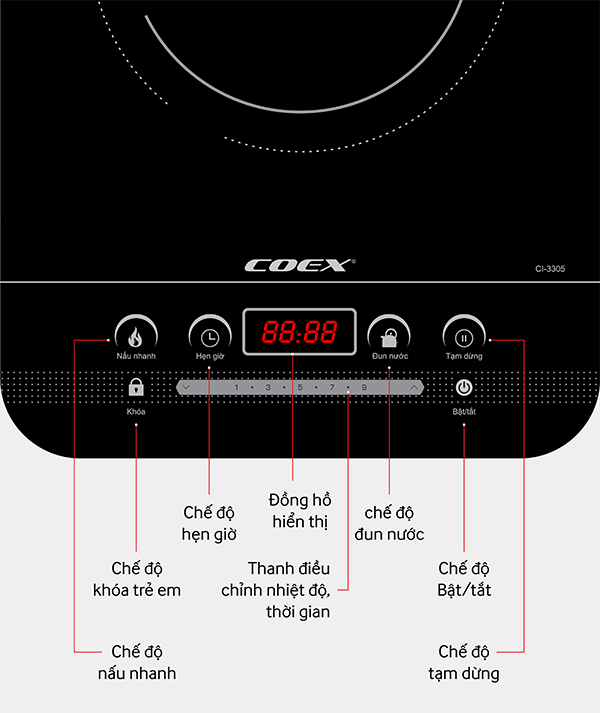 Bếp từ cảm ứng Coex CI-3305 (kèm nồi lẩu)