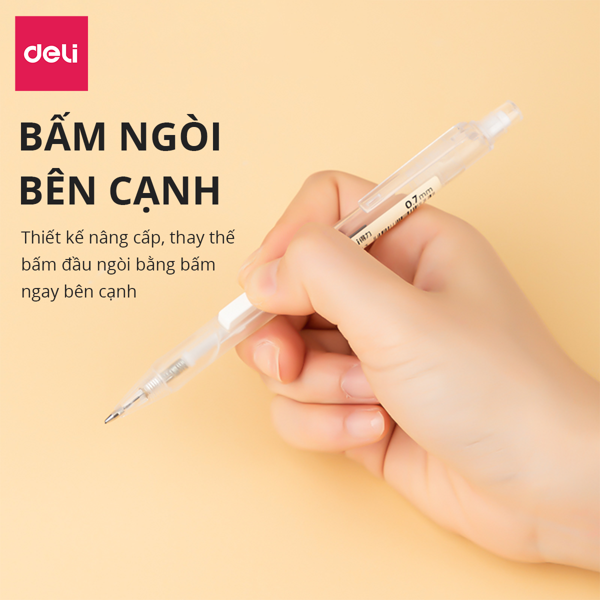 Bút Chì Kim Cơ Học Vỏ Trong Suốt 0.5mm 0.7mm Deli - Cao Cấp Kèm Đầu Tẩy Dành Cho Học Sinh Văn Phòng - SH102 SH103 SH112 SH113