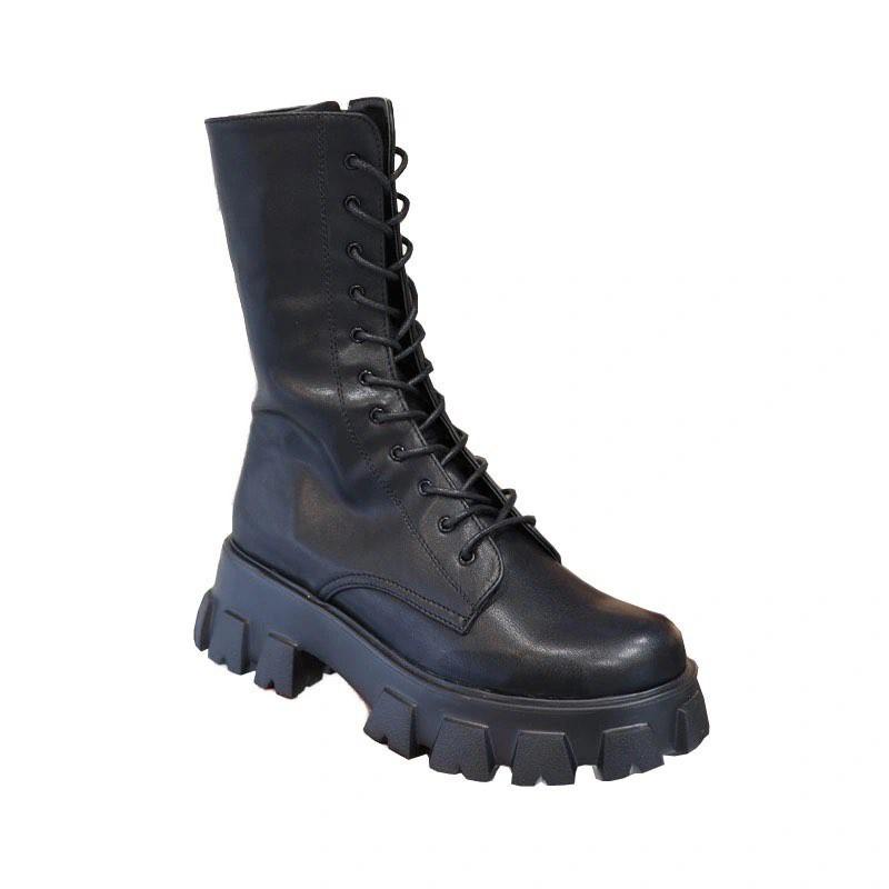 Boot nữ cổ cao da PU độn đế 6cm da lì cao 25cm