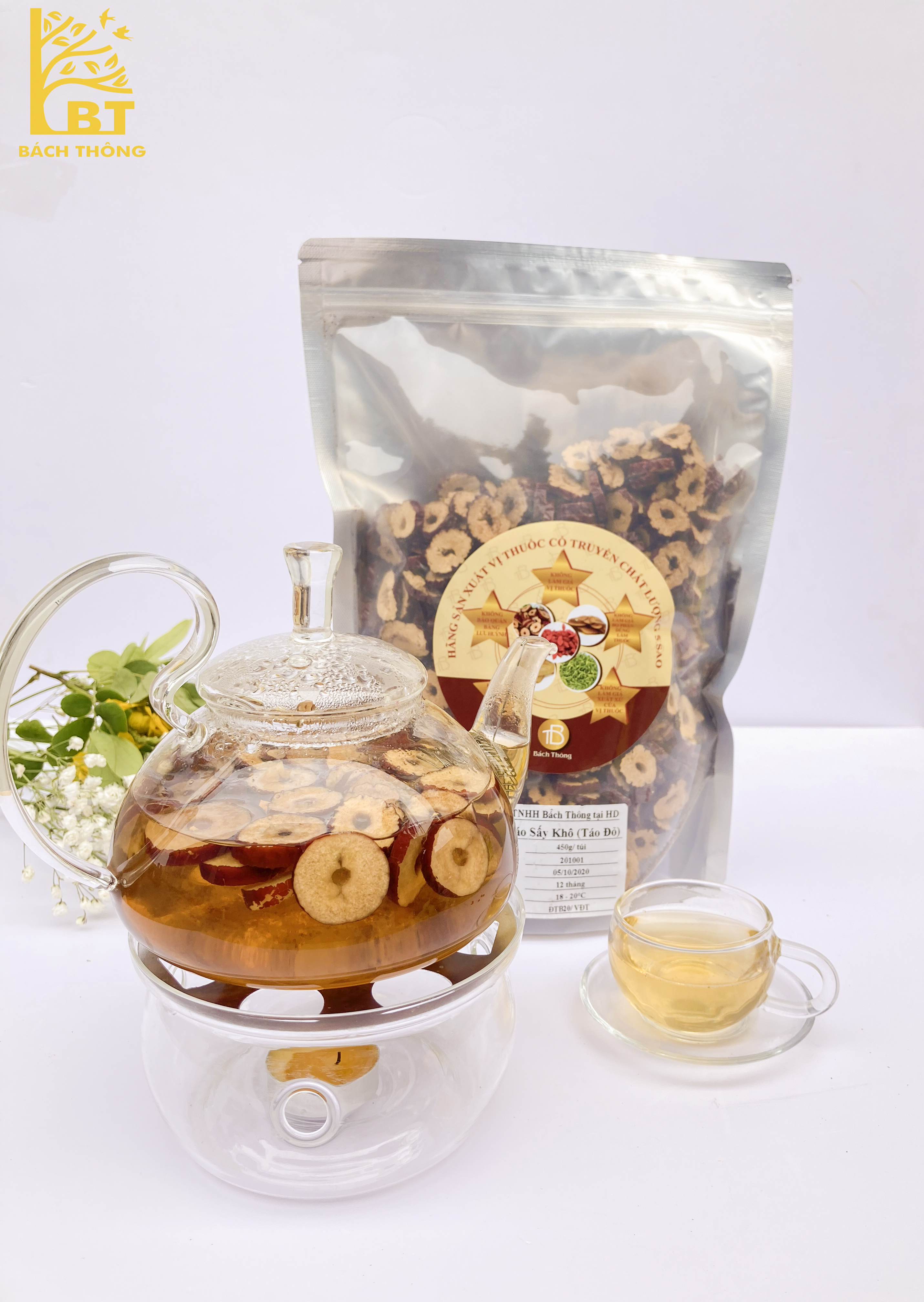 Snack Táo Đỏ Bách Thông, Sấy Khô, Bỏ Hạt Dạng Túi 450gr