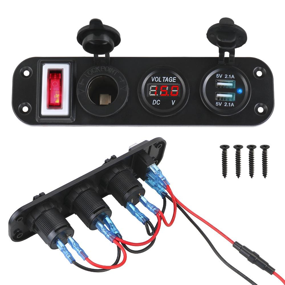 Củ sạc hai cổng USB 12-24V 5V 2.1A +2.1A màn hình LED kỹ thuật số cho xe hơi