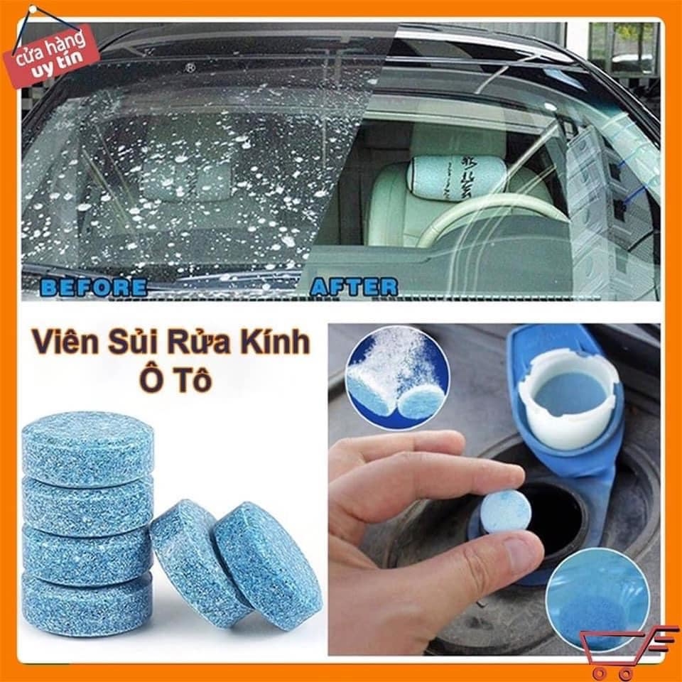 Bộ 10 Viên sủi rửa kính ô tô, bỏ trực tiếp buồng chứa nước phun hoặc pha 4 lít nước với 1 viên