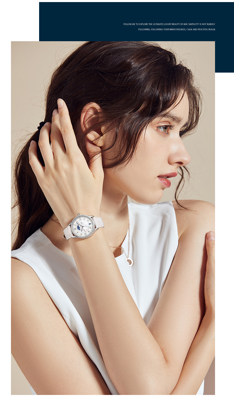 Đồng hồ nữ chính hãng I&amp;W CARNIVAL IW582G-1 Kính sapphire ,chống xước ,Chống nước 30m ,Bảo hành 24 tháng,Máy cơ (Automatic),dây da cao cấp, thiết kế đơn giản dễ đeo
