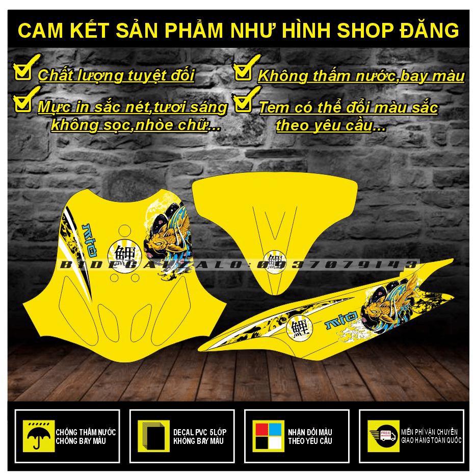 TEM RỜI MIO NHỎ ĐỜI ĐẦU MẪU CÁ CHÉP DÁN XE VÀNG - BI DECAL