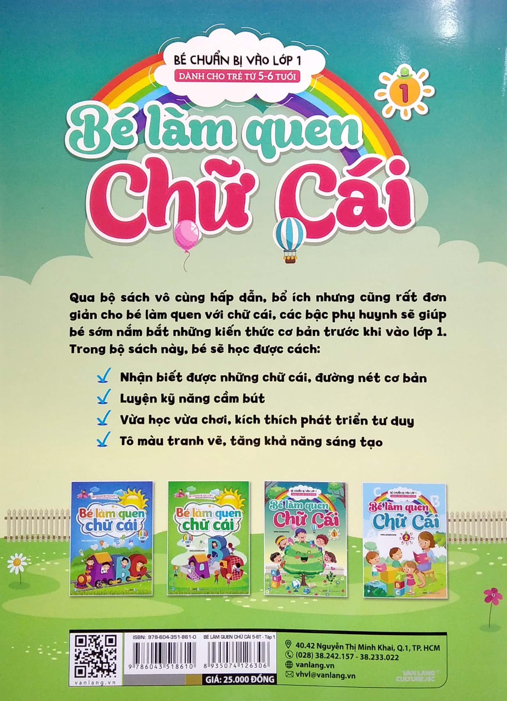 Bé Chuẩn Bị Vào Lớp 1 - Bé Làm Quen Chữ Cái - Tập 1 (Dành Cho Trẻ Từ 5-6 Tuổi)