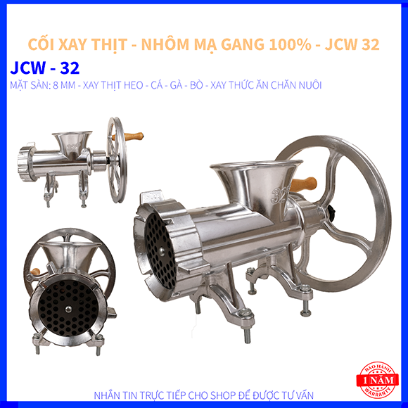 CỐI XAY THỊT BẰNG TAY JCW - 32 - NHÔM MẠ GANG - CHỐNG SÉT - MEAT MINCER ALUMINIUM