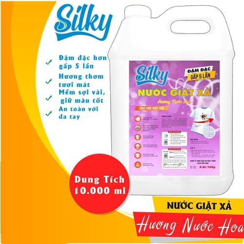 SILKY Nước Giặt Xả 2 trong 1 Hương Nước Hoa -Công Thức Vượt Trội, Đậm Đặc Gấp 5 Lần, Hương Thơm Lưu Giữ Cả Ngày, Can 10L