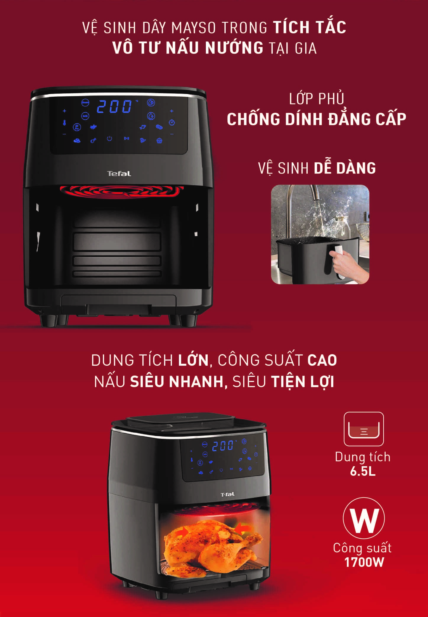 Combo Nồi chiên nướng và hấp 3 trong 1 Easy Fry & Steam FW201815 & Chảo chiên sâu lòng Tefal Natura B2266595 26cm - Hàng chính hãng