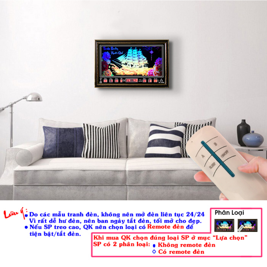 Đồng hồ lịch vạn niên Cát Tường 68406_Có 2 Loại (Không Remote Đèn Và Có Remote Đèn)