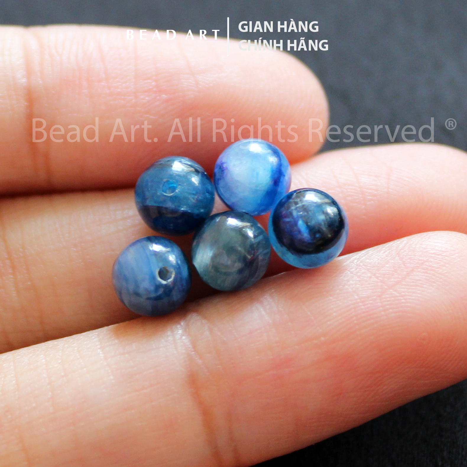 [1 Hạt] 6MM Đá Kyanite Xanh Dương, Đậm, Tự Nhiên Loại AA, Hợp Mệnh Thủy, Mộc, Vòng Tay Phong Thuỷ, Chuỗi Hạt - Bead Art