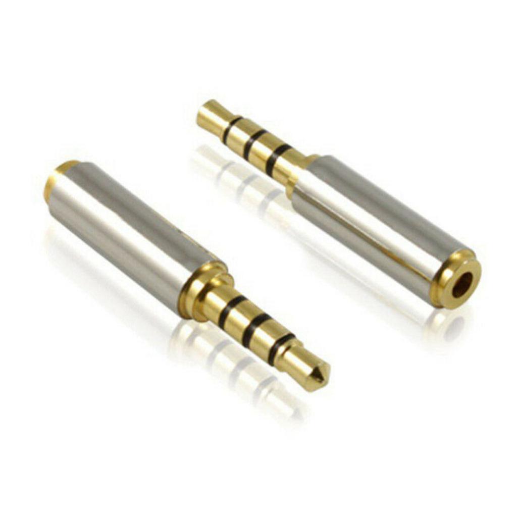 Gold Metal 3.5mm Male to 2.5mm Female Socket Headphone Mic Adapter Converter