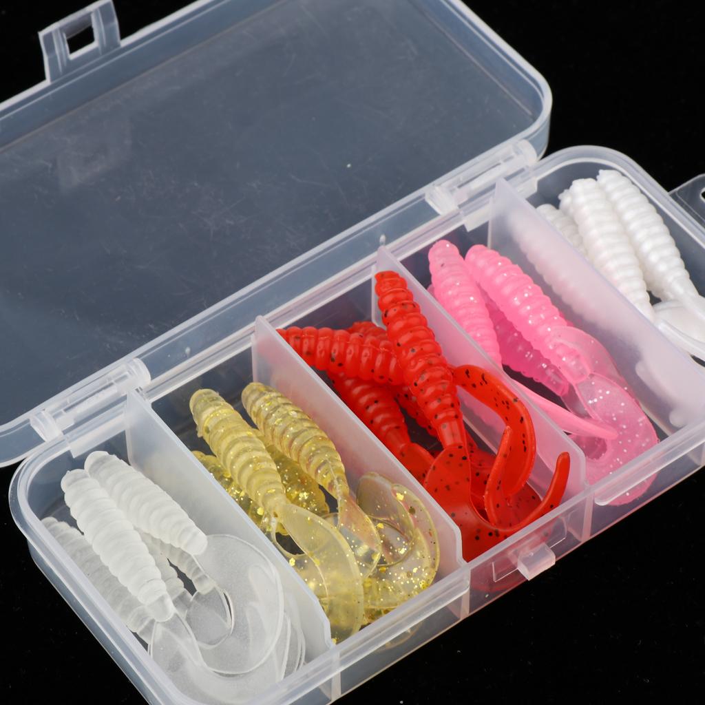 25pcs  Soft Worm Fishing Lures Set Artificial Bait Shad Swimbait