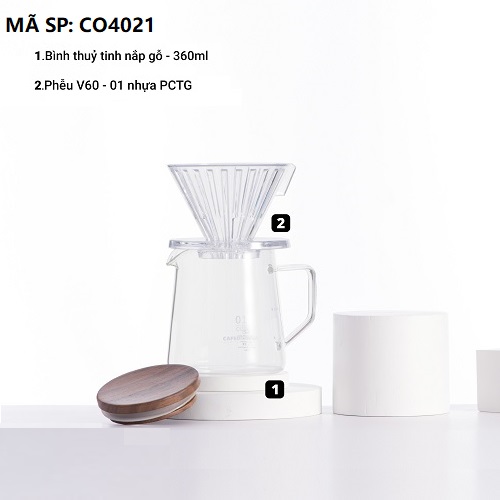 Bộ combo pha cà phê V60 01 hiện đại CAFEDE KONA