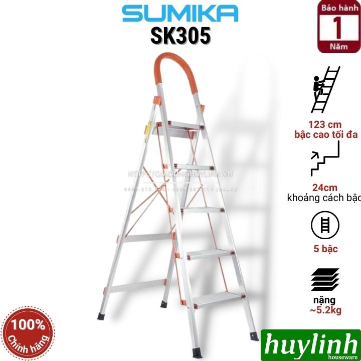 Thang nhôm ghế gia đình 5 bậc Sumika Sk305 - cao bậc trên cùng 123cm