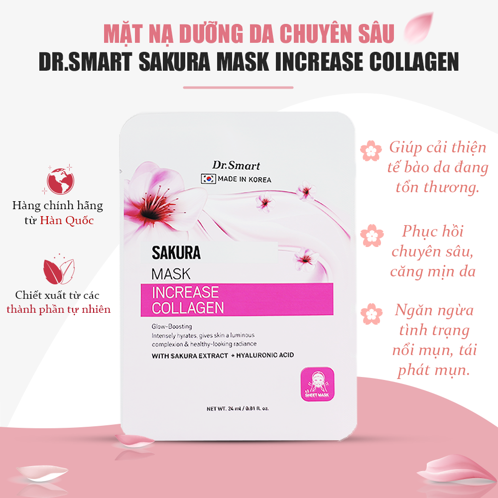 Mặt nạ dưỡng da chuyên sâu Collagen Sakura Mask - 1 miếng