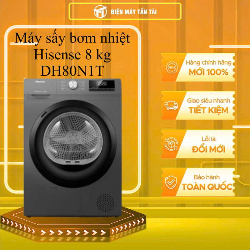 DH80N1T - Máy sấy bơm nhiệt Hisense 8 kg DH80N1T - HÀNG CHÍNH HÃNG - GIAO HCM