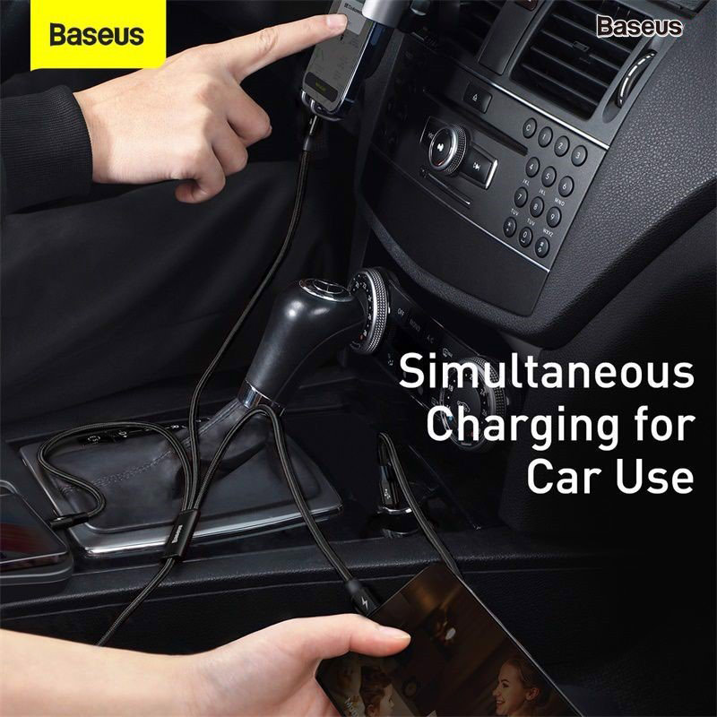 Cáp sạc 3 đầu Baseus Rapid Series 3-in-1 PD 20W (Type C to Type C / Lightning/ Micro USB, Fast Charging &amp; Data Cable) - Hàng chính hãng