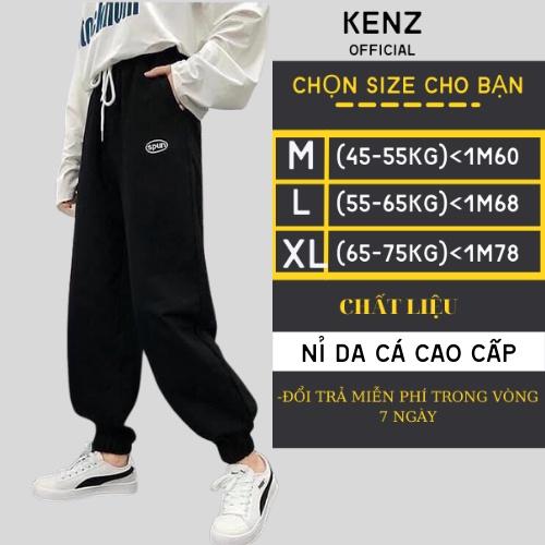 Quần Jogger nỉ thêu SPUN ulzzang unisex cả nam và nữ - Quần ống rộng bo