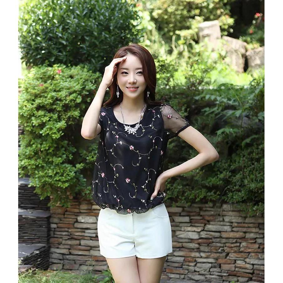 Sơ mi voan lưới thời trang SMNL13