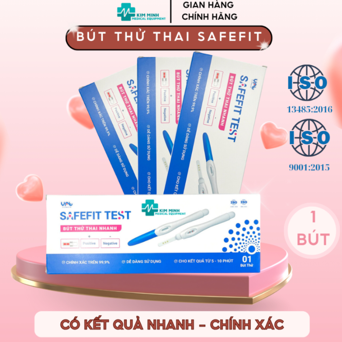 Bút thử thai Safefit phát hiện thai sớm độ chính xác trên 99% (Hộp 1 bút)