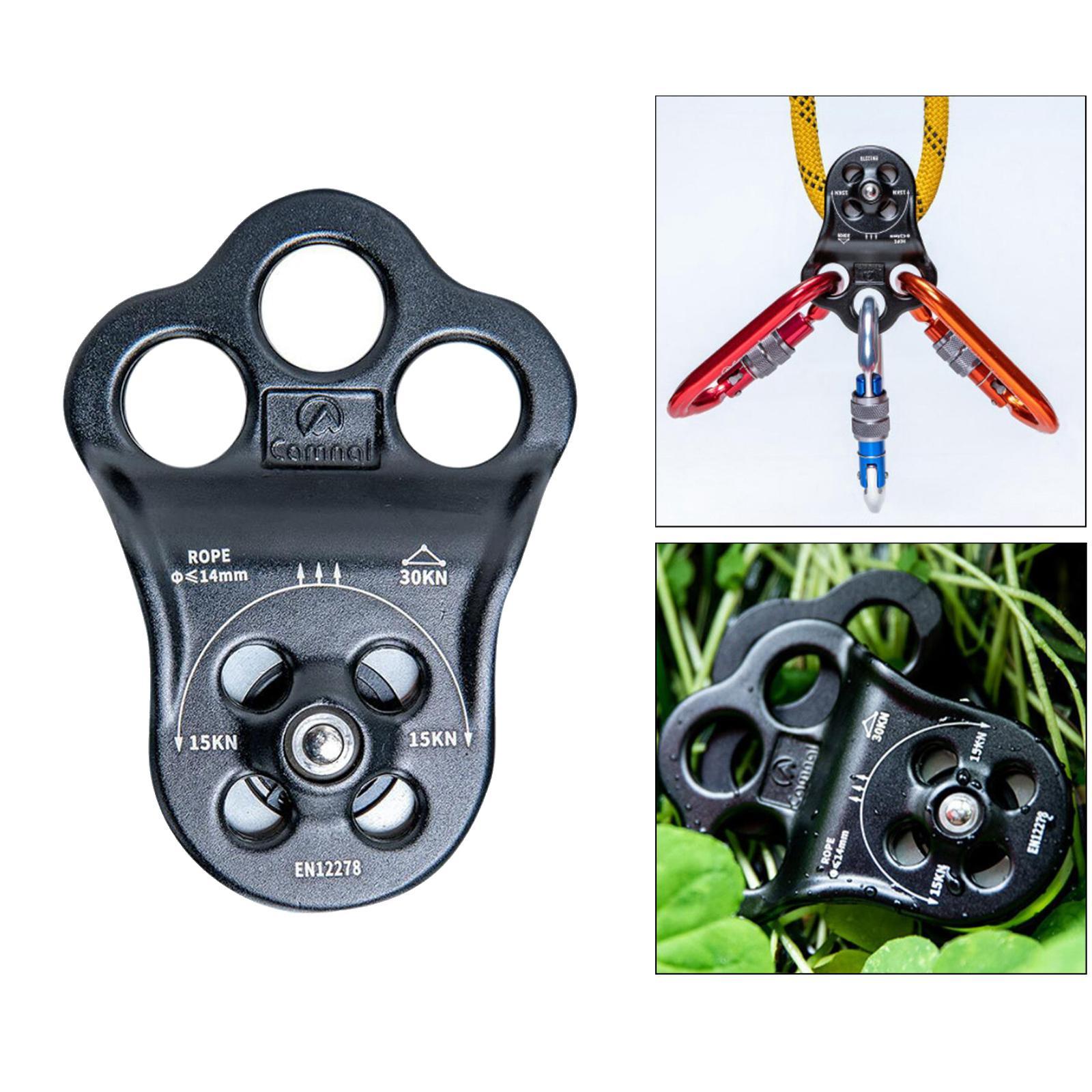 Fixed Side Triple Climbing Hitch Pulley Arborist for 13mm Rope Black