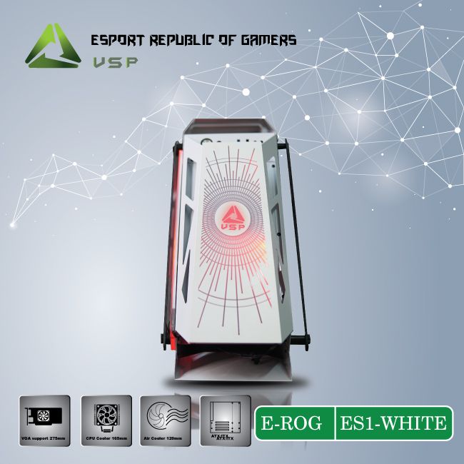 Vỏ máy tính Case VSP ES1 Kính cường Lực - Hàng chính hãng TECH VISION phân phối