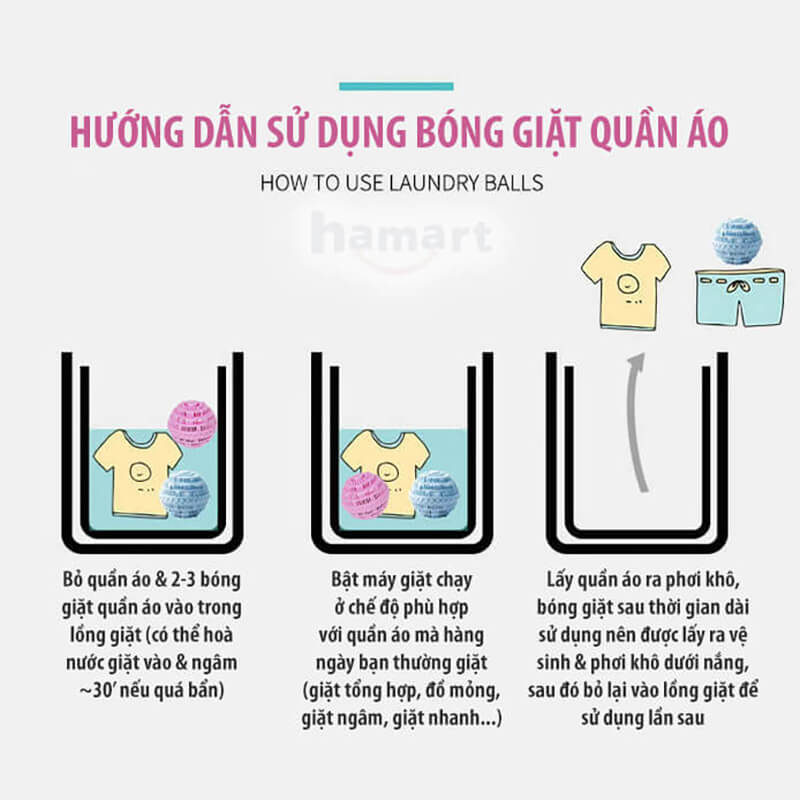 Bóng Giặt Sạch Quần Áo Chống Nhăn Lớn Washing Ball Plus Banh TPE Hạt Gốm Thơm 1000 Lần Giặt Đồ