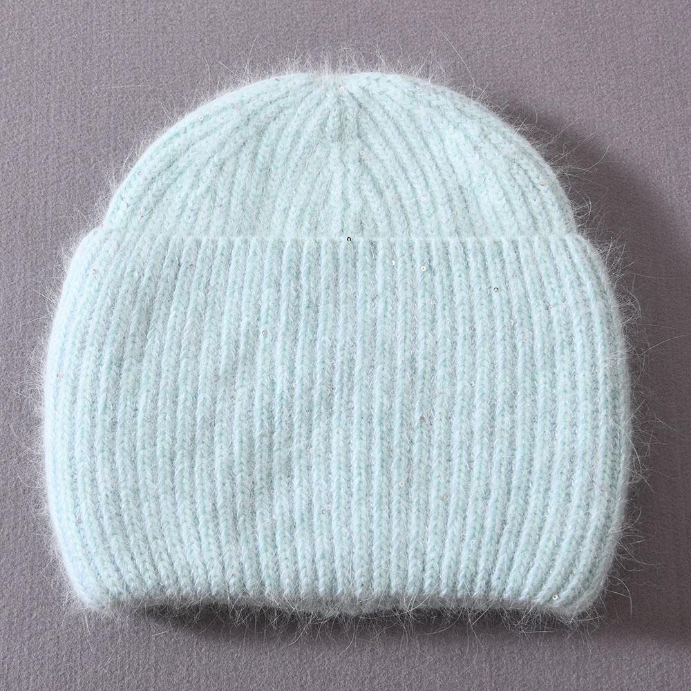 Mùa Thu Đông Hình Thỏ Tóc Mùa Đông Mũ Ấm Beanies Nón Thường Ngày Cho Nữ Trưởng Thành Cashmere Dệt Kim Bò Nón Sáng Dây