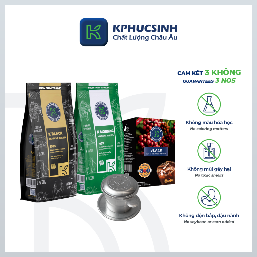 Hộp Quà Cà Phê K Coffee Love Box 1 - cà phê rang xay Robusta Arabica và cà phê hoà tan đậm vị