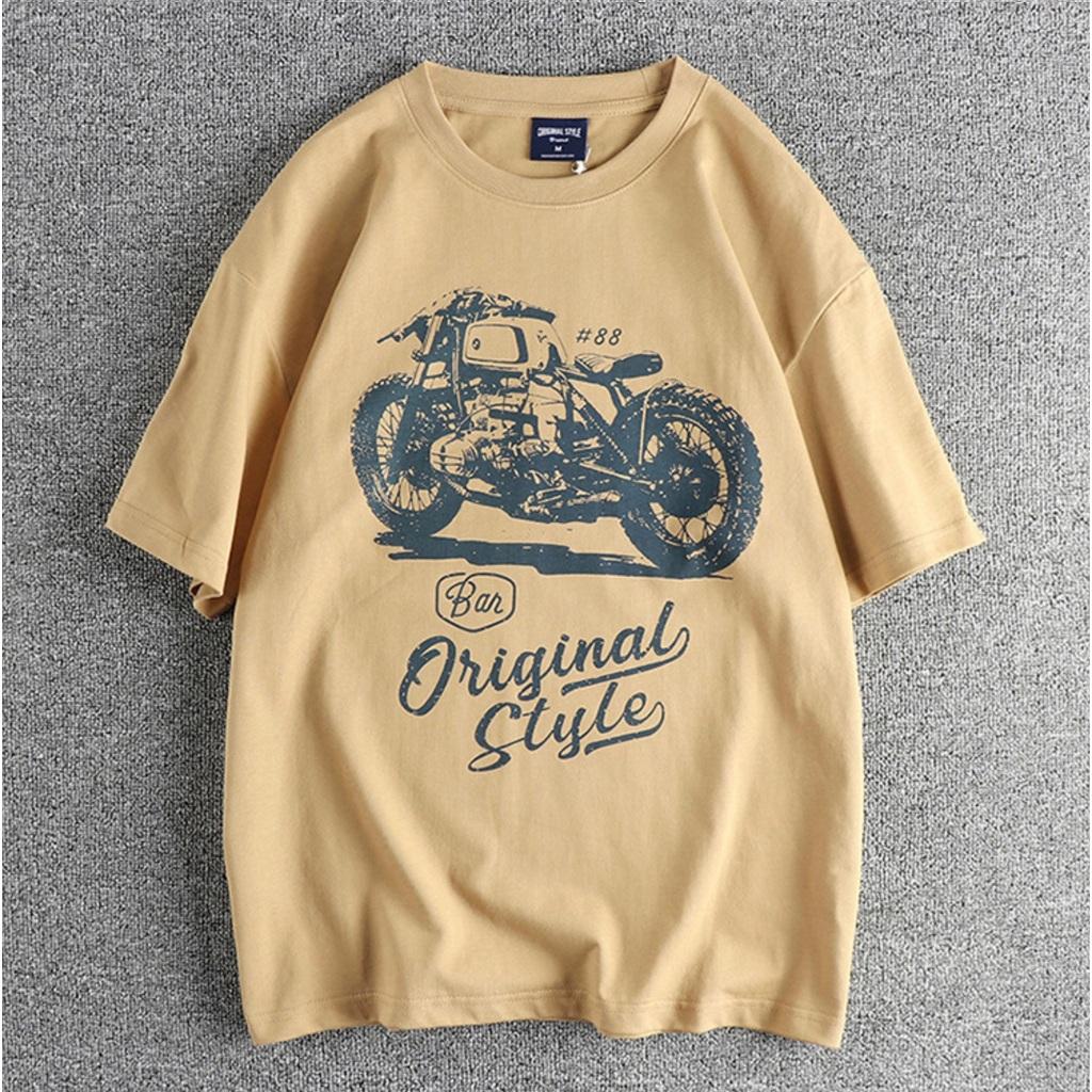 Áo thun phong cách Retro_Biker_dã ngoại - Nâu