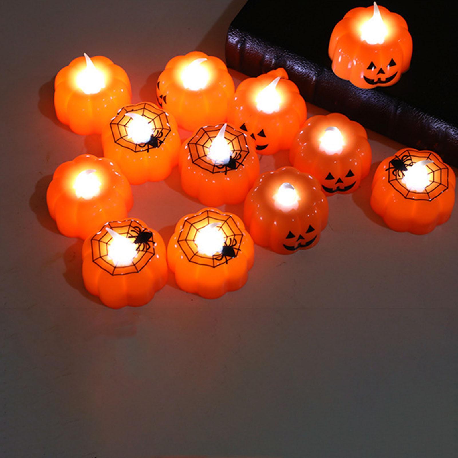 3D Pumpkin Candle Light Halloween LED Tealights Fall Festival