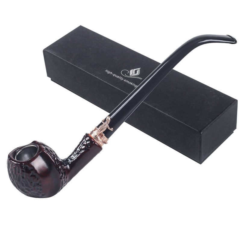 tẩu thuốc nhựa sừng cán dài cực đẹp sang trọng dài 24 cm, kèm theo hộp đựng