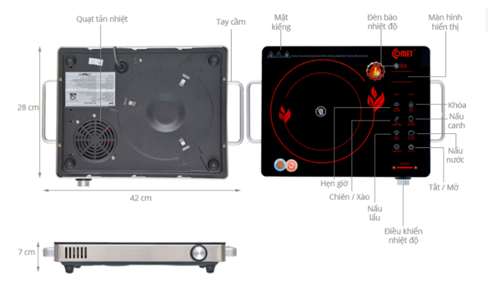 Bếp hồng ngoại - cảm ứng Comet CM5558 - Hàng chính hãng
