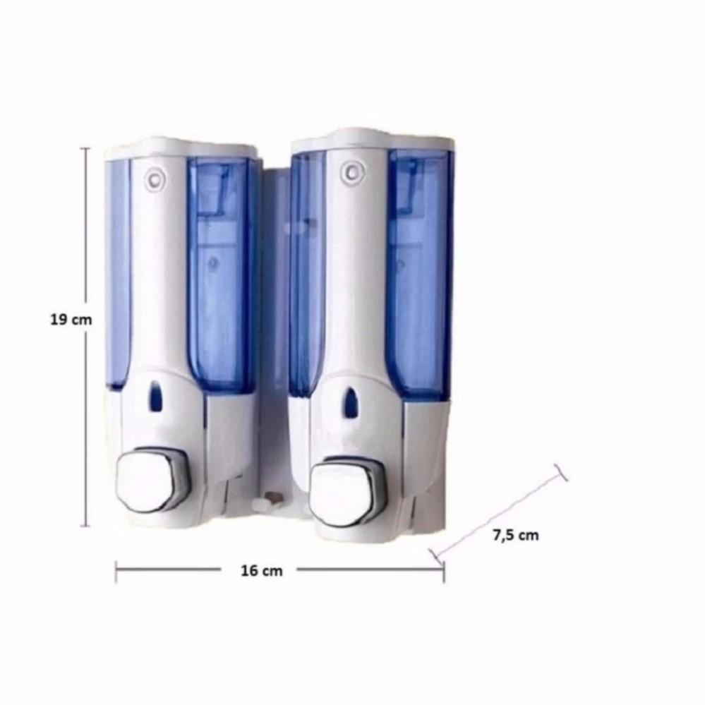 Hộp đựng dầu gội nước rửa tay treo tường nhấn hai bình cao cấp tặng sáp khử mùi 150g TH832