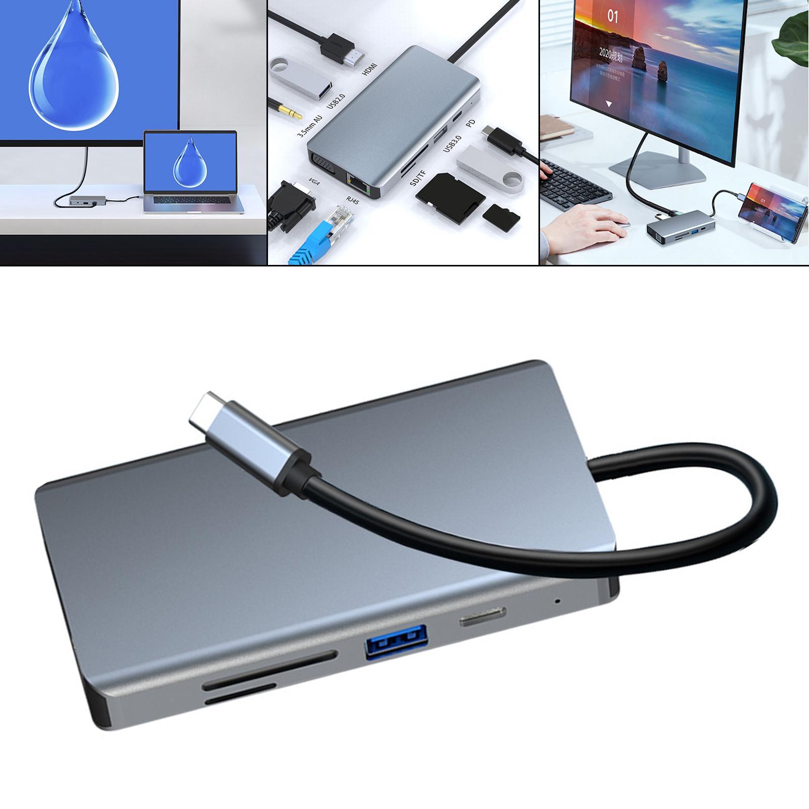 Portable USB C Hub Multi-Port Type-C To 9 in 1 USB 2.0 for Pro