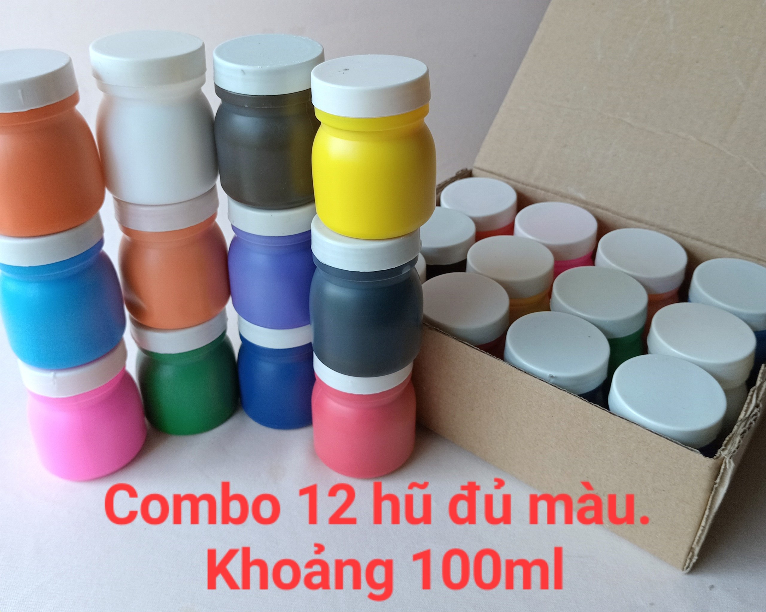 Combo 12 hũ màu nước tô tượng khoảng 100 ml