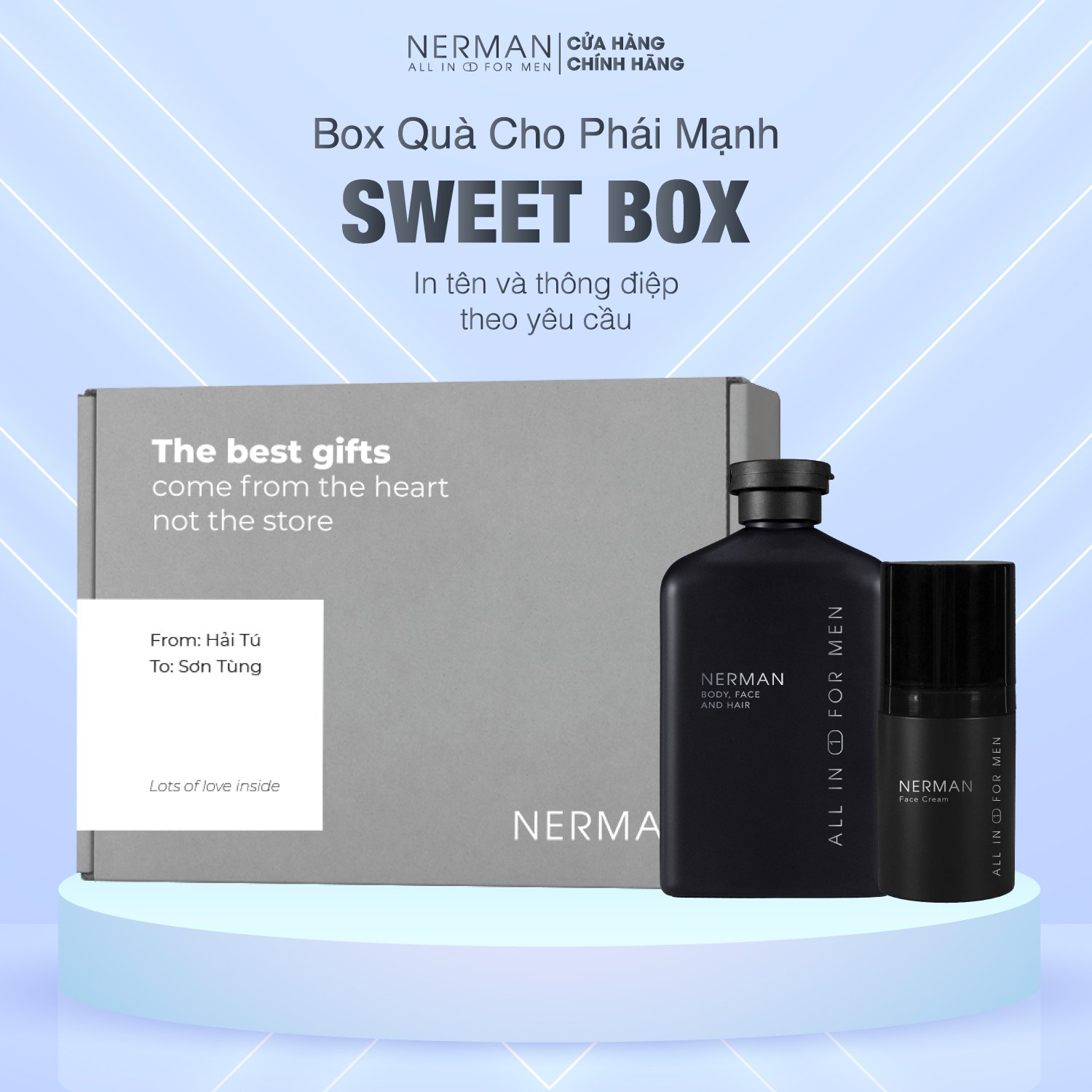 SWEET BOX - Sữa tắm gội hương nước hoa 3in1 350ml &amp; Kem dưỡng trắng, giảm thâm, mờ sẹo Perfect Whitening Cream 30ml