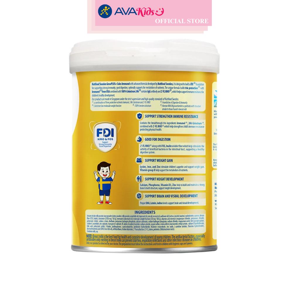 Sữa bột Nutifood GrowPLUS+ Colos Immunel 1+ hương vani 800g (1 - 2 tuổi)