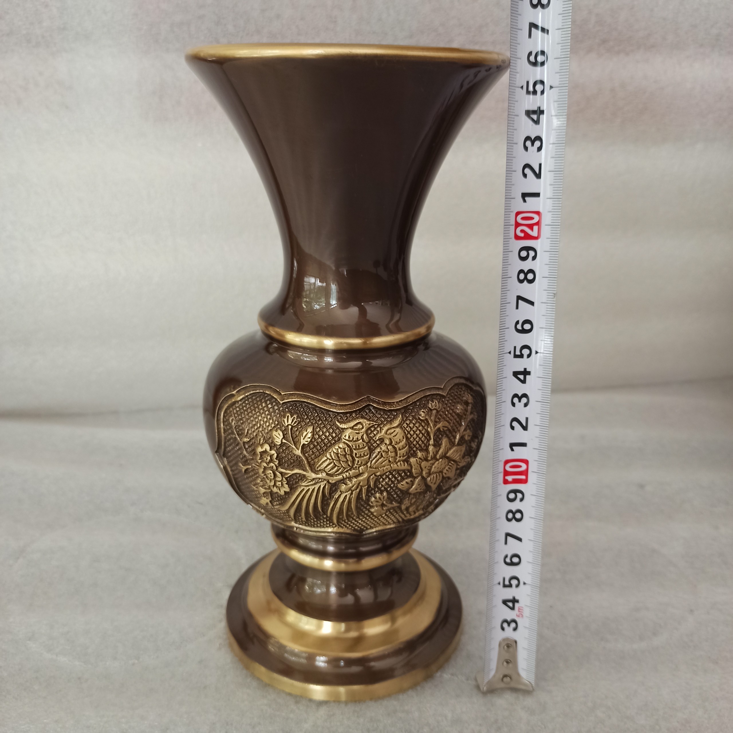 Bình bông đồng, lọ hoa đồng đúc thủ công, lọ hoa đồng thau-Đồ đồng Nguyệt Ánh