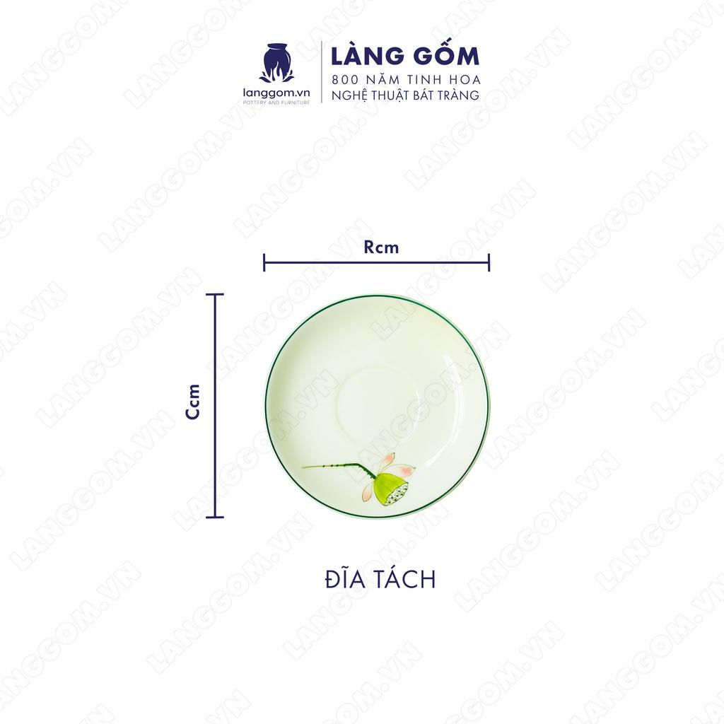 Bộ ấm chén bưởi cành + vẽ đài sen - Gốm sứ Bát Tràng - Làng Gốm