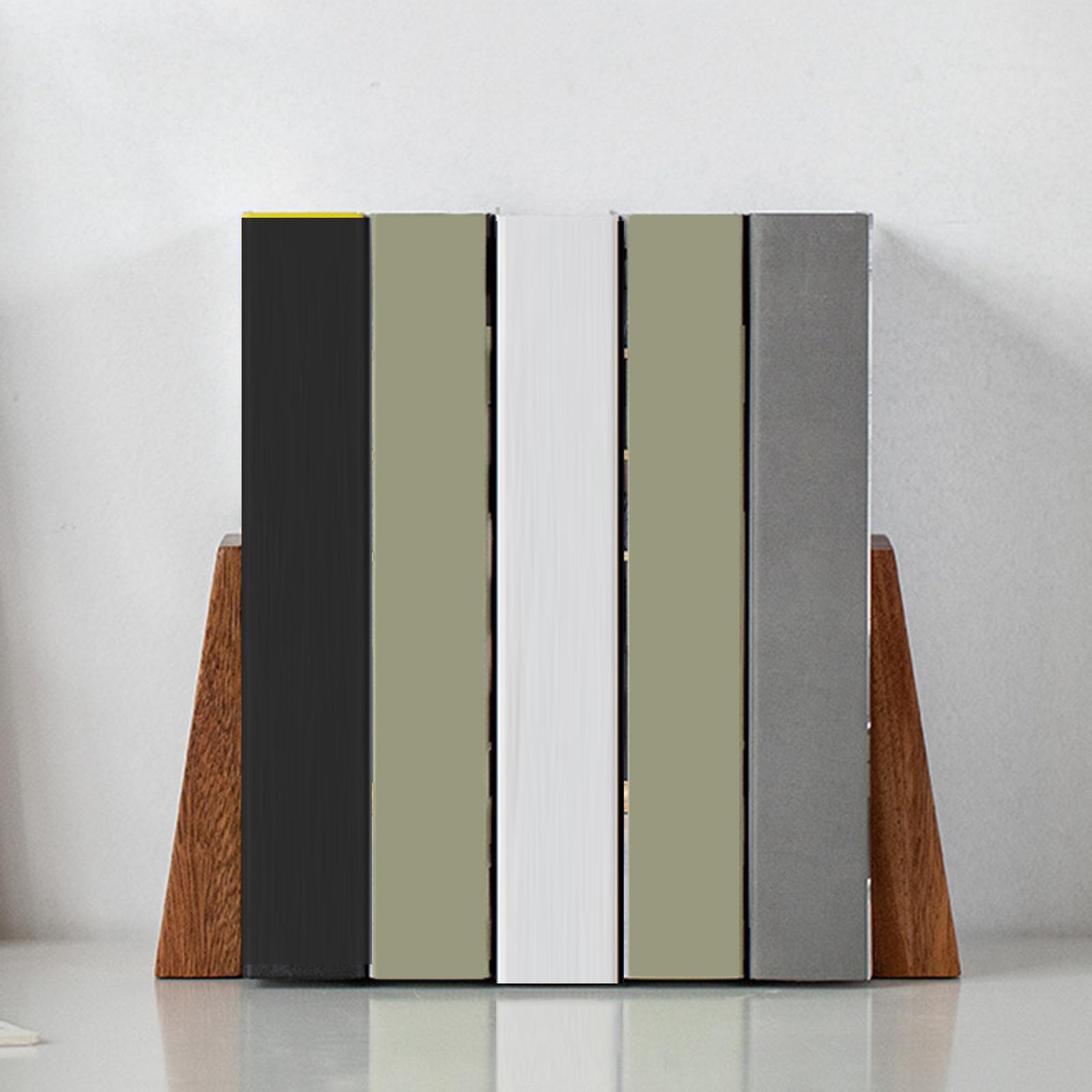2 Pieces Wooden Books Ends Book Holder Handmade Solid Non Slip for Bookshelf