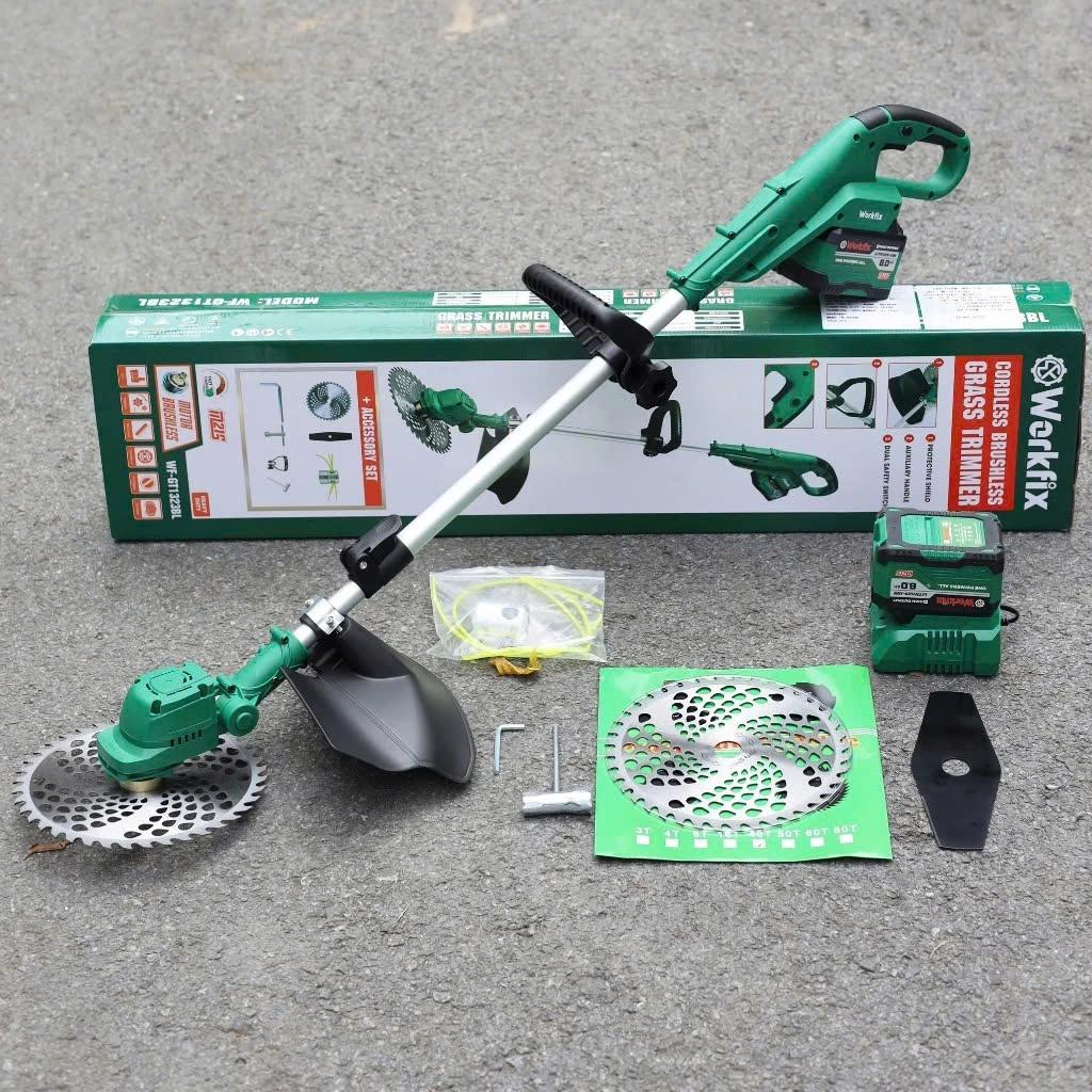 Máy cắt cỏ WORKFIX WF-GT1323BL / Không chổi than / Dài 130cm / Lưỡi 250mm / chính hãƞg